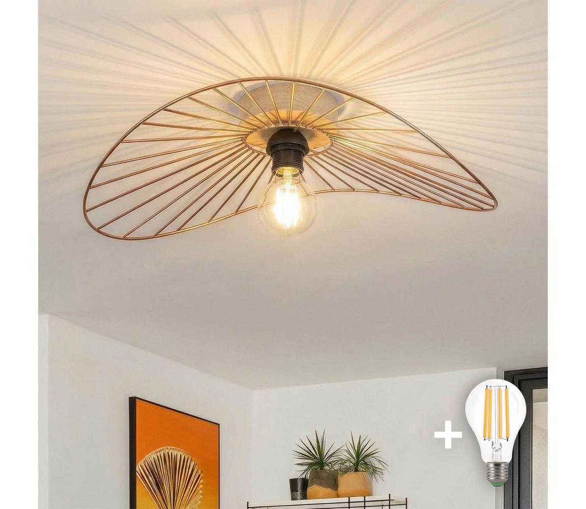 Brilagi - LED prisadený luster CERIA WIRE 1xE27/40W/230V 40x56 cm bronz/dub BG3985+EG300151