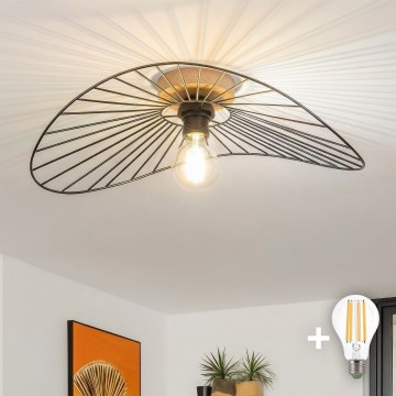 Brilagi - LED Prisadený luster CERIA WIRE 1xE27/40W/230V 40x56 cm čierna/dub