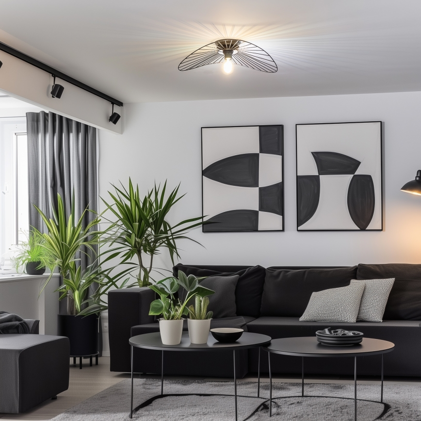 Brilagi - LED prisadený luster CERIA WIRE 1xE27/40W/230V 40x56 cm čierna