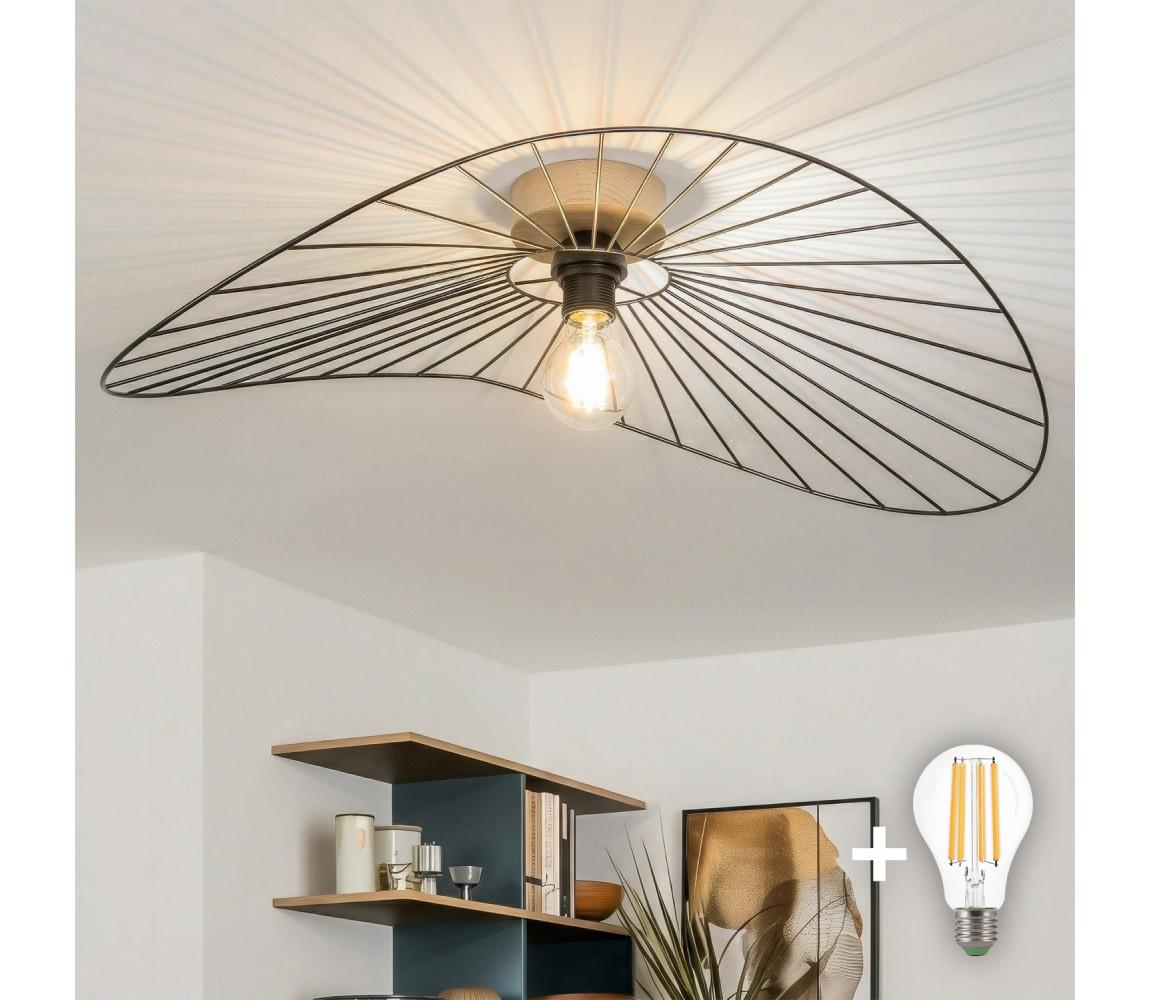 Brilagi - LED Prisadený luster CERIA WIRE 1xE27/40W/230V 60x80 cm čierna/dub BG3985+EG300145