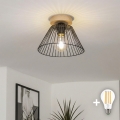 BRILAGI - LED prisadený luster CERIA WIRE 1xE27/40W/230V pr. 30 cm čierna/dub