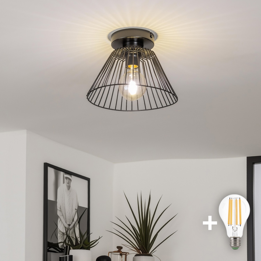 Brilagi - LED Prisadený luster CERIA WIRE 1xE27/40W/230V pr. 30 cm čierna