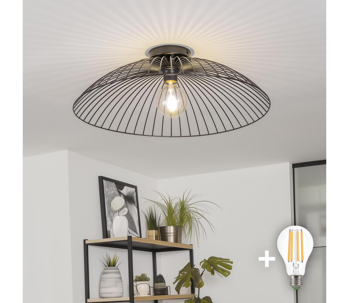 Brilagi - LED prisadený luster CERIA WIRE 1xE27/40W/230V pr. 60 cm čierna BG3988+EG300161
