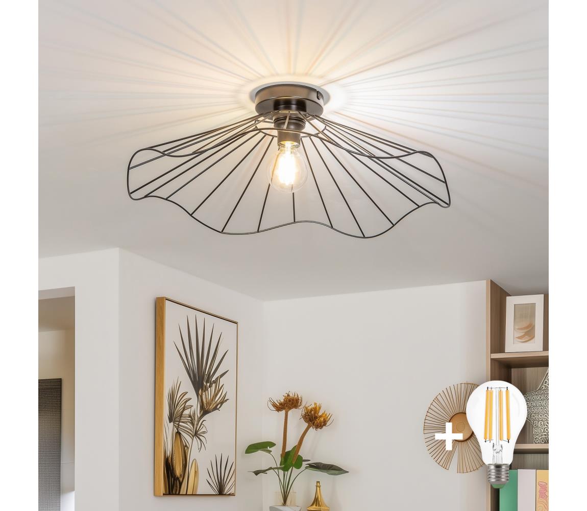 Brilagi - LED prisadený luster CERIA WIRE 1xE27/40W/230V pr. 60 cm čierny BG3988+EG300156