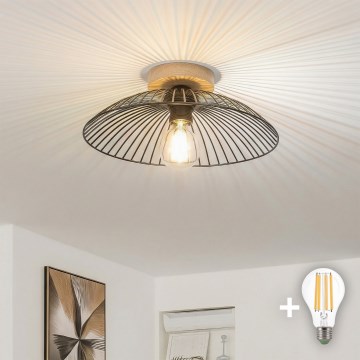 Brilagi - LED prisadený luster CERIA WIRE 1xE27/40W/230V priemer 38 cm čierna/dub