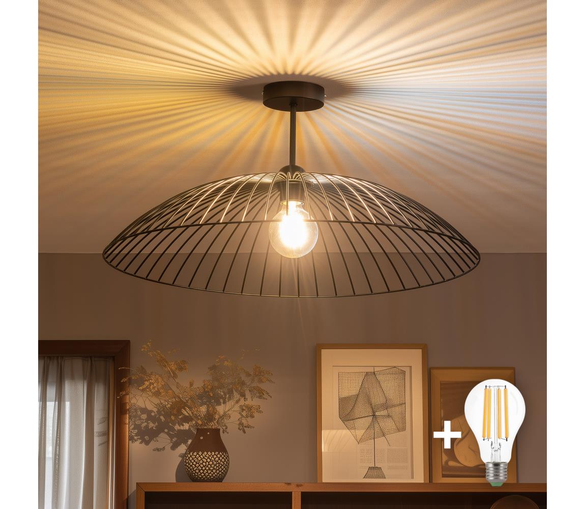 Brilagi - LED prisadený luster CERIA WIRE 1xE27/60W/230V pr. 60 cm čierny BG3989+EG300161