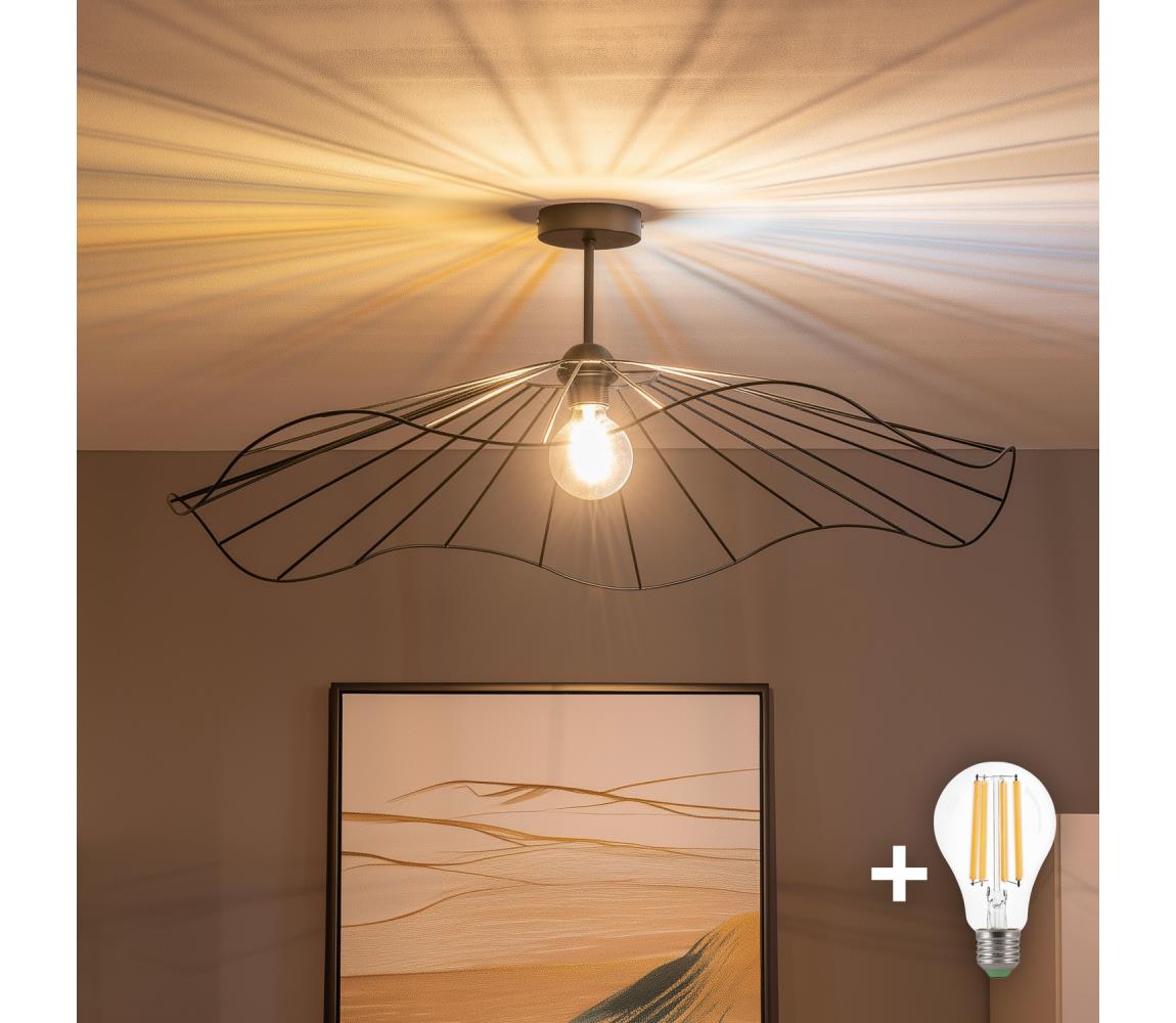 Brilagi - LED prisadený luster CERIA WIRE 1xE27/60W/230V pr. 80 cm čierna BG3989+EG300157