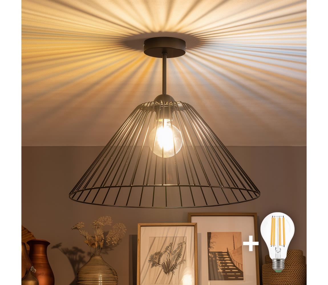 Brilagi - LED prisadený luster CERIA WIRE 1xE27/60W/230V, priemer 45 cm, čierny BG3989+EG300164