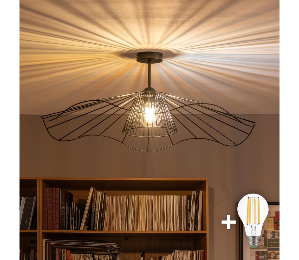 Brilagi - LED prisadený luster CERIA WIRE 1xE27/60W/230V priemer 80 cm čierny BG3989+EG300157+EG300162
