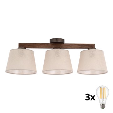 BRILAGI - LED Prisadený luster LATTE 3xE27/15W/230V borovica/béžová