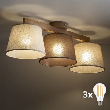 BRILAGI - LED Prisadený luster LATTE 3xE27/15W/230V borovica/mix