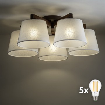BRILAGI - LED Prisadený luster LATTE 5xE27/15W/230V borovica/biela