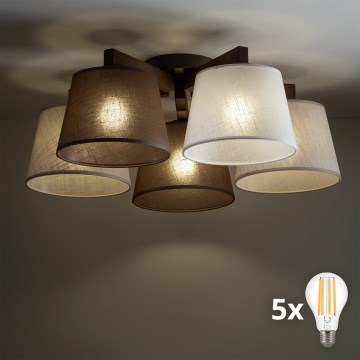 BRILAGI - LED Prisadený luster LATTE 5xE27/15W/230V borovica/mix