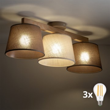 BRILAGI - LED Prisadený luster LATTE SABIA 3xE27/15W/230V borovica/mix