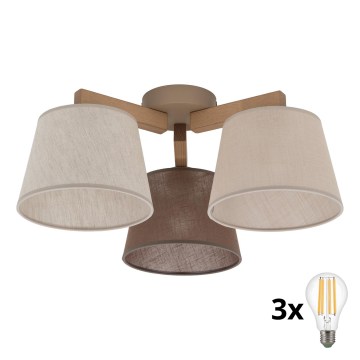 BRILAGI - LED Prisadený luster LATTE SABIA 3xE27/15W/230V borovica/mix