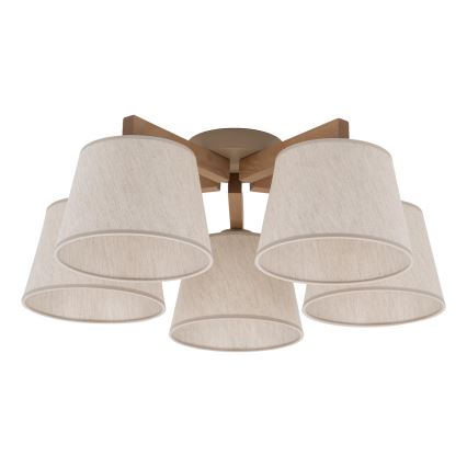 BRILAGI - LED Prisadený luster LATTE SABIA 5xE27/15W/230V borovica/krémová