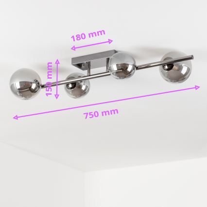 Brilagi - LED prisadený luster MILLA 4xG9/3W/230V čierny chróm/dymová