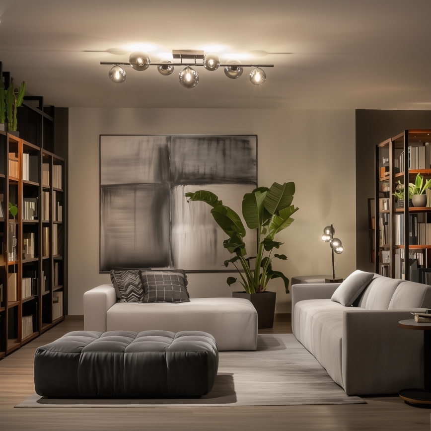 Brilagi - LED prisadený luster MILLA 7xG9/3W/230V čierny chróm/dymové sklo