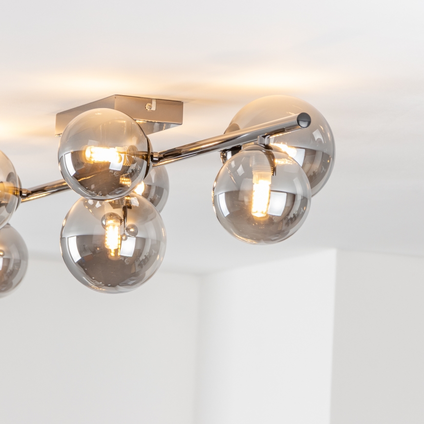 Brilagi - LED prisadený luster MILLA 7xG9/3W/230V čierny chróm/dymové sklo