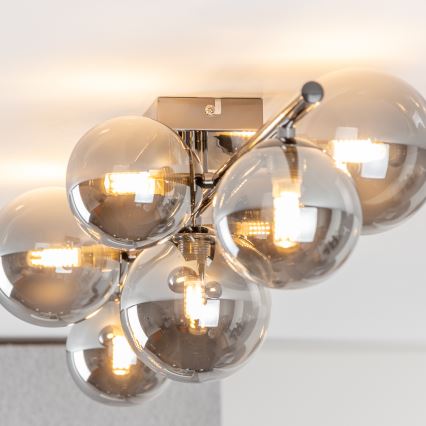 Brilagi - LED prisadený luster MILLA 7xG9/3W/230V čierny chróm/dymové sklo