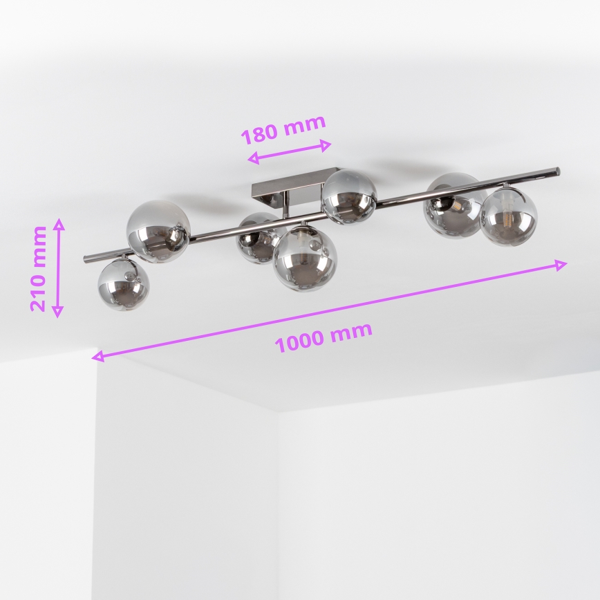 Brilagi - LED prisadený luster MILLA 7xG9/3W/230V čierny chróm/dymové sklo