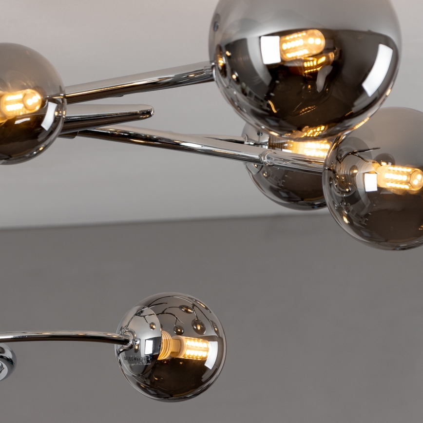 Brilagi - LED prisadený luster MISTEL 15xG9/3W/230V čierny chróm/dymové sklo