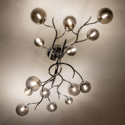 Brilagi - LED prisadený luster MISTEL 15xG9/3W/230V čierny chróm/dymové sklo