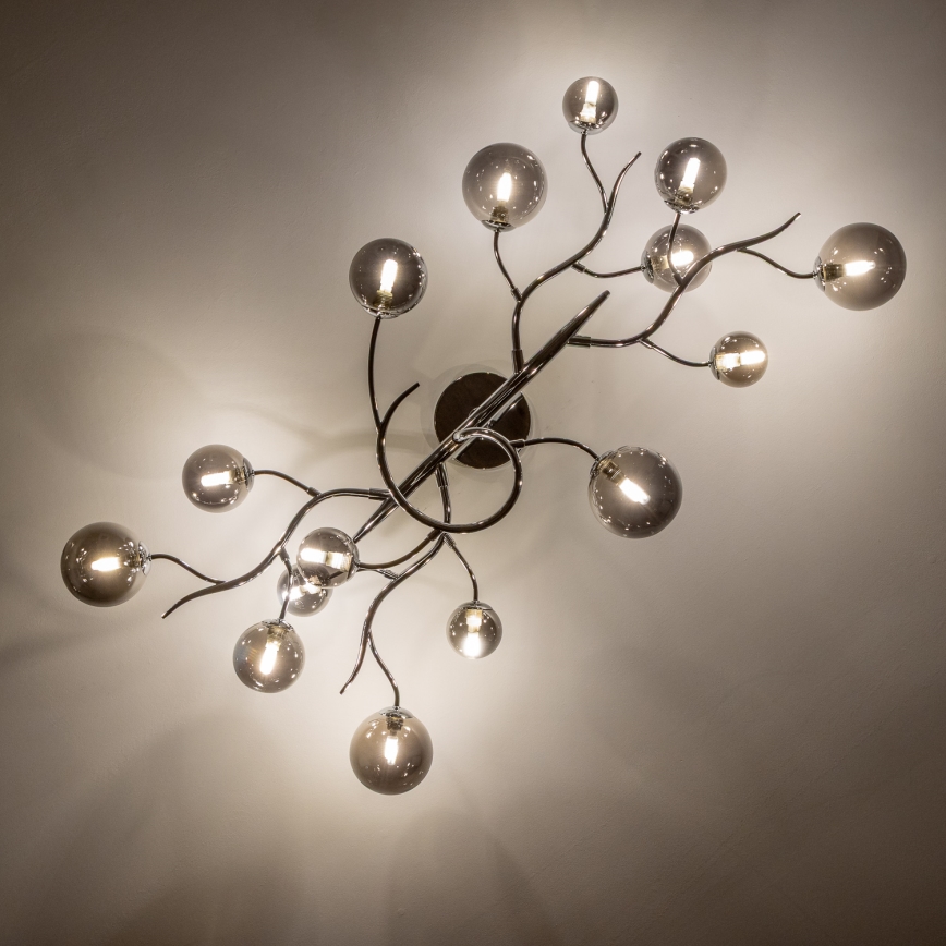 Brilagi - LED prisadený luster MISTEL 15xG9/3W/230V čierny chróm/dymové sklo