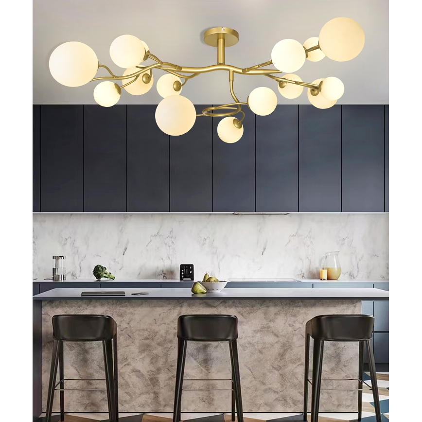 Brilagi - LED Prisadený luster MISTEL 15xG9/3W/230V zlatá/biela