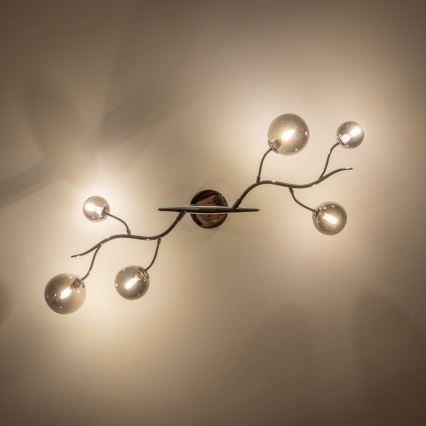 Brilagi - LED Prisadený luster MISTEL 6xG9/3W/230V čierny chróm/dymové