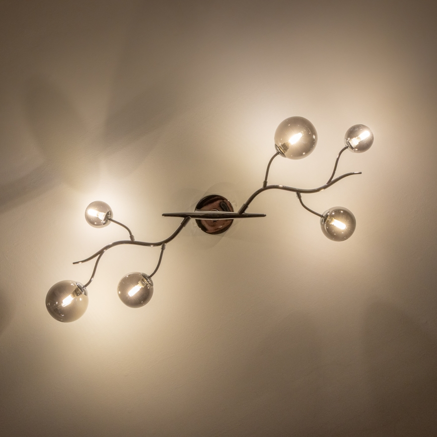 Brilagi - LED Prisadený luster MISTEL 6xG9/3W/230V čierny chróm/dymové