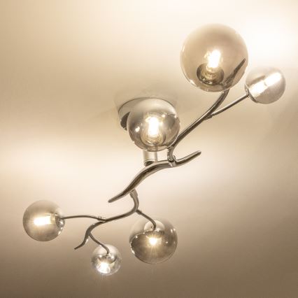 Brilagi - LED Prisadený luster MISTEL 6xG9/3W/230V čierny chróm/dymové