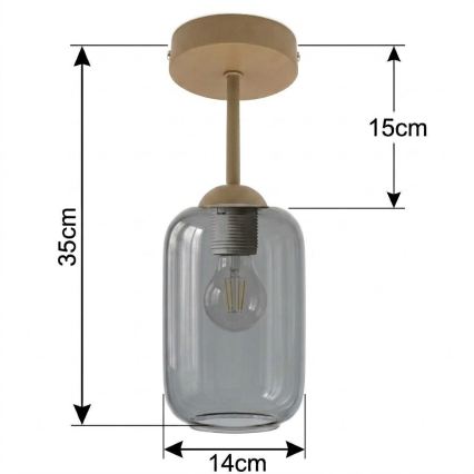BRILAGI - LED prisadený luster RETRO GLASS 1xE27/60W/230V pr. 14 cm béžová/dymová sivá