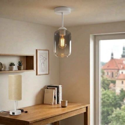 BRILAGI - LED Prisadený luster RETRO GLASS 1xE27/60W/230V pr. 14 cm biela/dymová sivá