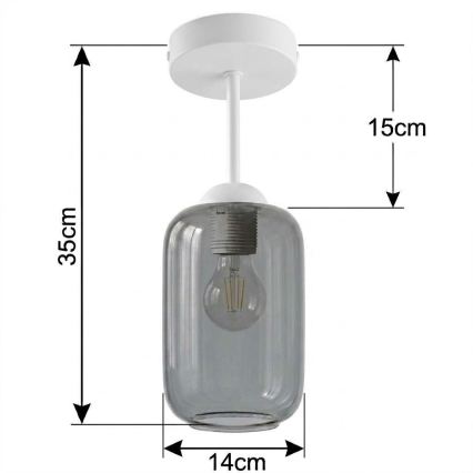 BRILAGI - LED Prisadený luster RETRO GLASS 1xE27/60W/230V pr. 14 cm biela/dymová sivá