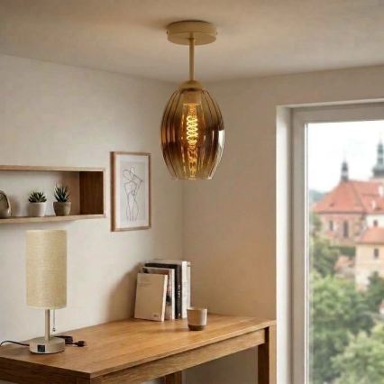 BRILAGI - LED Prisadený luster RETRO GLASS 1xE27/60W/230V pr. 17 cm béžová/dymovo-béžová