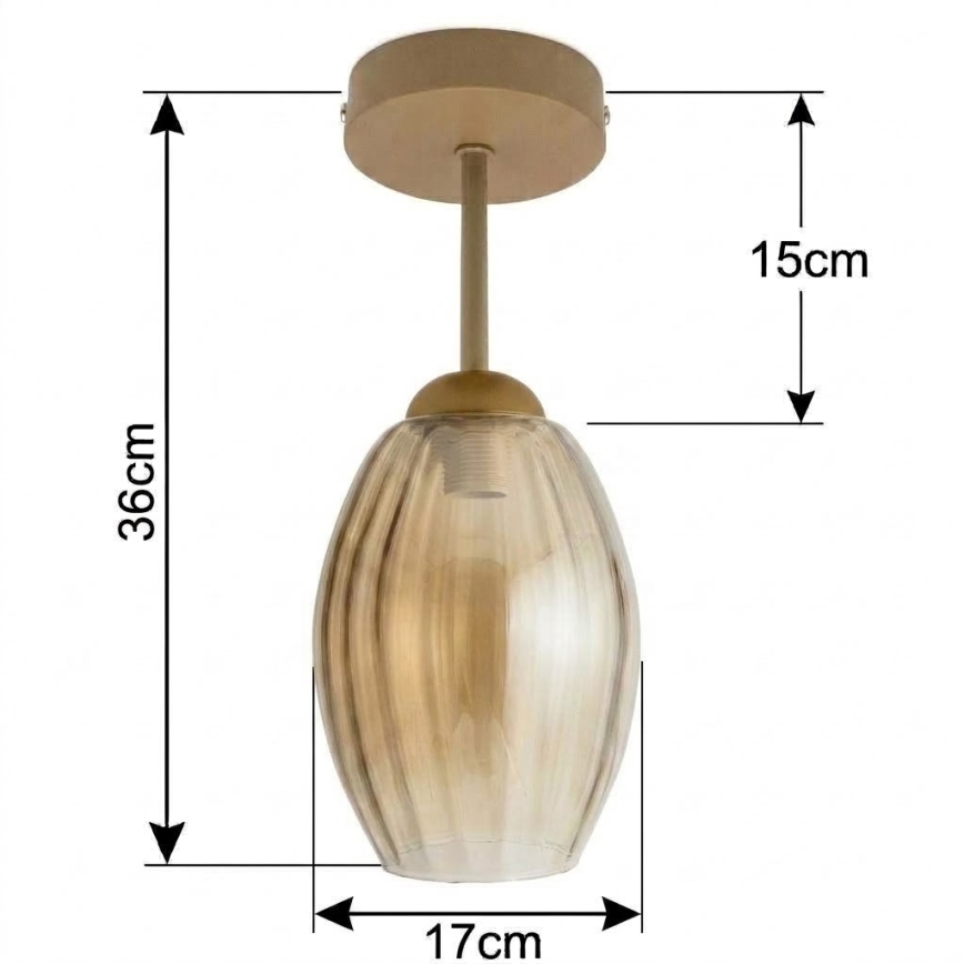 BRILAGI - LED Prisadený luster RETRO GLASS 1xE27/60W/230V pr. 17 cm béžová/dymovo-béžová