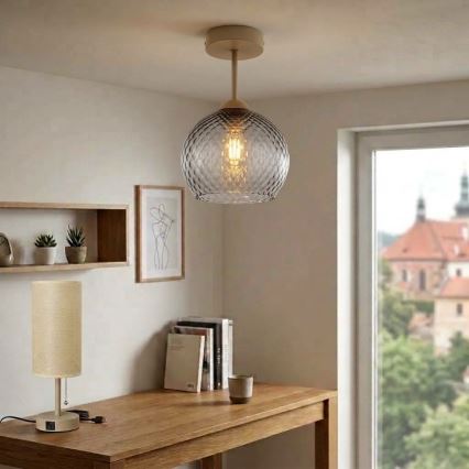 BRILAGI - LED Prisadený luster RETRO GLASS 1xE27/60W/230V pr. 25 cm béžová/dymová sivá