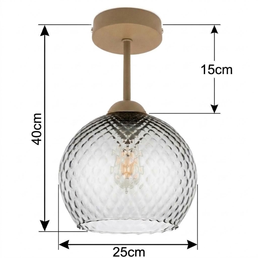 BRILAGI - LED Prisadený luster RETRO GLASS 1xE27/60W/230V pr. 25 cm béžová/dymová sivá