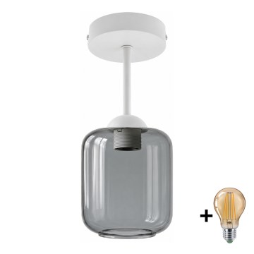 BRILAGI - LED Prisadený luster RETRO GLASS 1xE27/60W/230V pr. 14 cm biela/dymová sivá