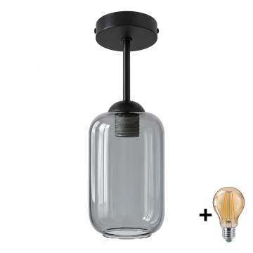 BRILAGI - LED Prisadený luster RETRO GLASS 1xE27/60W/230V pr. 14 cm čierna/dymová sivá