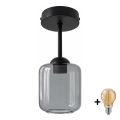 BRILAGI - LED Prisadený luster RETRO GLASS 1xE27/60W/230V pr. 14 cm čierna/dymová sivá
