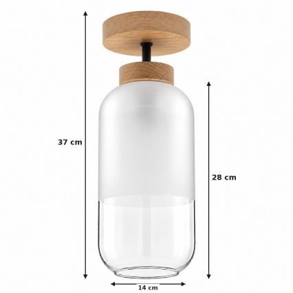 BRILAGI - LED Prisadený luster RETRO GLASS 1xE27/60W/230V pr. 14 cm dub/biela