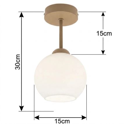 BRILAGI - LED Prisadený luster RETRO GLASS 1xE27/60W/230V pr. 15 cm béžová/biela