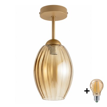 BRILAGI - LED Prisadený luster RETRO GLASS 1xE27/60W/230V pr. 17 cm béžová/dymovo-béžová