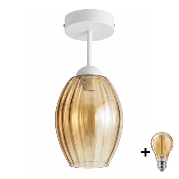 BRILAGI - LED Prisadený luster RETRO GLASS 1xE27/60W/230V pr. 17 cm biela/dymová béžová