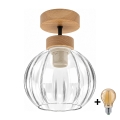 BRILAGI - LED Prisadený luster RETRO GLASS 1xE27/60W/230V pr. 18 cm dub/priehľadné