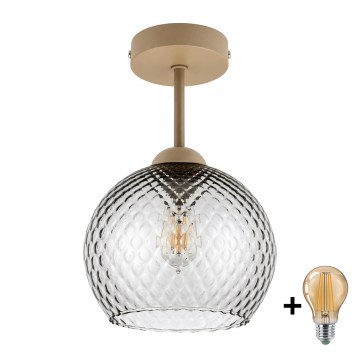 BRILAGI - LED Prisadený luster RETRO GLASS 1xE27/60W/230V pr. 25 cm béžová/dymová sivá