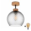 BRILAGI - LED Prisadený luster RETRO GLASS 1xE27/60W/230V pr. 25 cm dub/dymovo-šedá