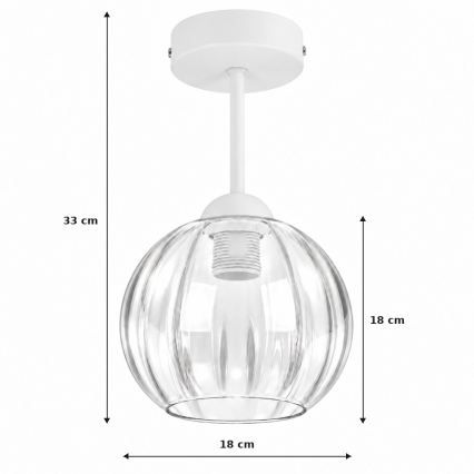 BRILAGI - LED Prisadený luster RETRO GLASS 1xE27/60W/230V priemer 18 cm biela/číra